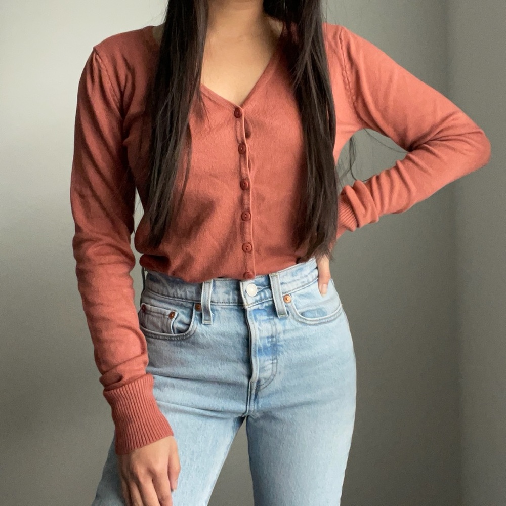 Papaya Button Up Cardigan